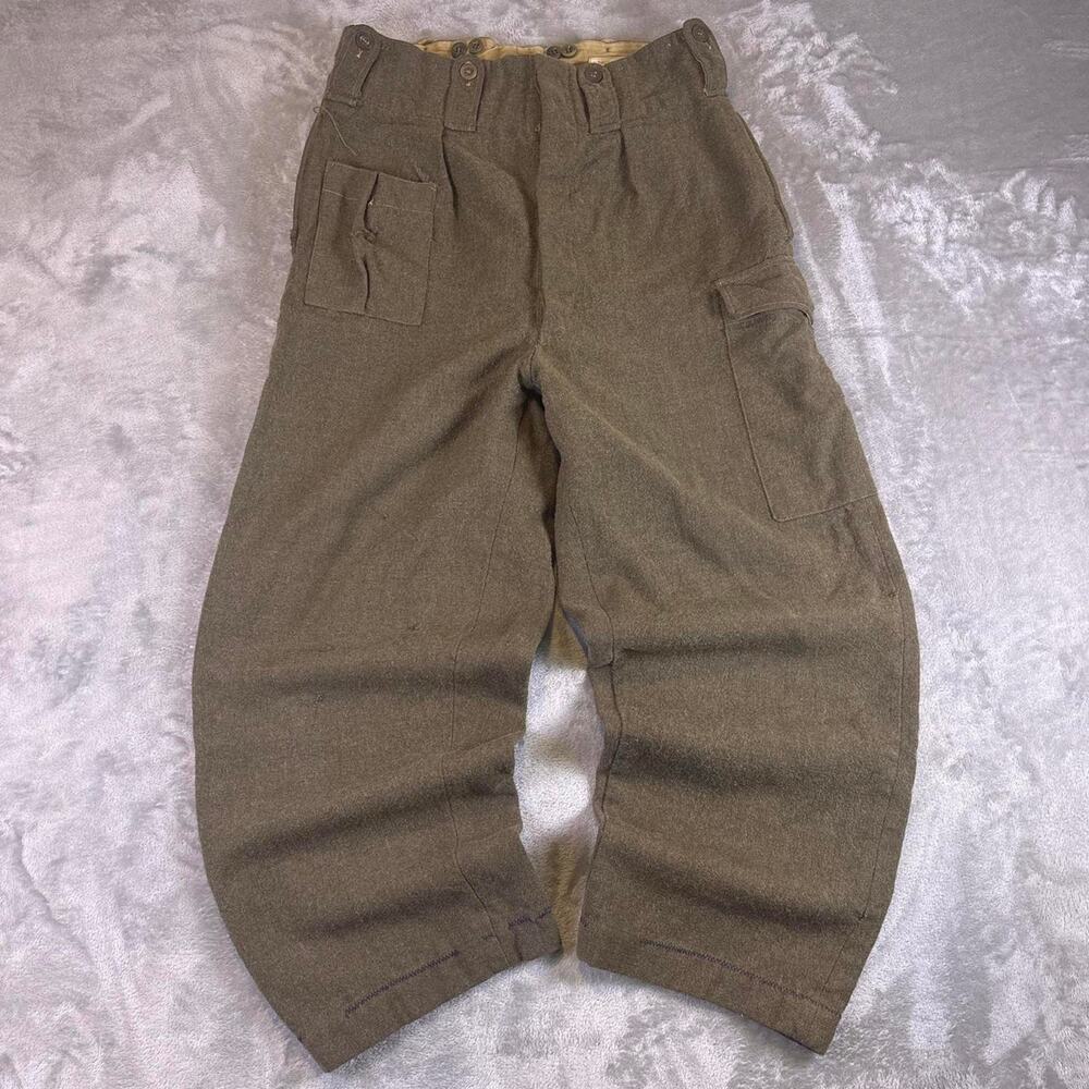 VTG 1950s Korean War US Military Wool Trousers Pants Button Fly 32x28 Drop Loop